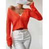 imageSweatyRocks Womens Color Block Long Sleeve Open Front Cardigan Sweater Knit Crop TopOrange