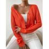 imageSweatyRocks Womens Color Block Long Sleeve Open Front Cardigan Sweater Knit Crop TopOrange