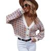 imageSweatyRocks Womens Color Block Long Sleeve Open Front Cardigan Sweater Knit Crop TopPink Blue