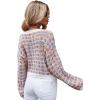 imageSweatyRocks Womens Color Block Long Sleeve Open Front Cardigan Sweater Knit Crop TopPink Blue