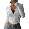 imageSweatyRocks Womens Crop Hoodie Full Zip Up Long Sleeve Drawstring Cropped JacketsWhite