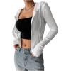 imageSweatyRocks Womens Crop Hoodie Full Zip Up Long Sleeve Drawstring Cropped JacketsWhite