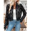 imageSweatyRocks Womens Crop Jackets Sheer Mesh Floral Lace Zip Up Bomber JacketBlack