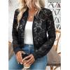 imageSweatyRocks Womens Crop Jackets Sheer Mesh Floral Lace Zip Up Bomber JacketBlack