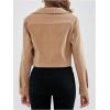 imageSweatyRocks Womens Cropped Shacket Jackets Corduroy Button Down Long Sleeve Crop Jackets Tops ShirtsKhaki
