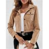 imageSweatyRocks Womens Cropped Shacket Jackets Corduroy Button Down Long Sleeve Crop Jackets Tops ShirtsKhaki