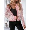 imageSweatyRocks Womens Elegant Button Down Soft Knit Cardigan Cropped Sweaters Jacket with PocketsPink