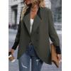 imageSweatyRocks Womens Lapel Collar Button Down Long Sleeve Jackets Single Breasted Asymmetrical Wrap Hem Coat OuterwearGrey