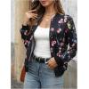 imageSweatyRocks Womens Leopard Print Jacket Zip Up Long Sleeve Bomber Jackets OutwearFloral Multicolor