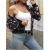 imageSweatyRocks Womens Leopard Print Jacket Zip Up Long Sleeve Bomber Jackets OutwearFloral Multicolor
