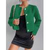 imageSweatyRocks Womens Plaid Long Sleeve Round Neck Button Down Crop Jacket Single Breasted Short Coat TopGreen