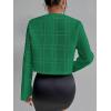imageSweatyRocks Womens Plaid Long Sleeve Round Neck Button Down Crop Jacket Single Breasted Short Coat TopGreen