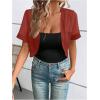 imageSweatyRocks Womens Shrug Open Front Mesh Lightweight Outwear Cropped Bolero Short Sleeve Sheer CardiganRed