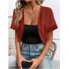 imageSweatyRocks Womens Shrug Open Front Mesh Lightweight Outwear Cropped Bolero Short Sleeve Sheer CardiganRed