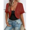 imageSweatyRocks Womens Shrug Open Front Mesh Lightweight Outwear Cropped Bolero Short Sleeve Sheer CardiganRed