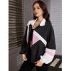 imageSweatyRocks Womens Zip Up Color Block Lightweight Jacket Patchwork Sport Windbreaker Jacket Coat OuterwearBlack Cream