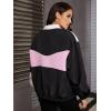 imageSweatyRocks Womens Zip Up Color Block Lightweight Jacket Patchwork Sport Windbreaker Jacket Coat OuterwearBlack Cream