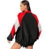 imageSweatyRocks Womens Zip Up Color Block Lightweight Jacket Patchwork Sport Windbreaker Jacket Coat OuterwearBlack Red White