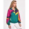 imageSweatyRocks Womens Zip Up Color Block Lightweight Jacket Patchwork Sport Windbreaker Jacket Coat OuterwearBlue Hot Pink