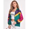 imageSweatyRocks Womens Zip Up Color Block Lightweight Jacket Patchwork Sport Windbreaker Jacket Coat OuterwearBlue Hot Pink