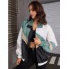 imageSweatyRocks Womens Zip Up Color Block Lightweight Jacket Patchwork Sport Windbreaker Jacket Coat OuterwearCream Blue Beige