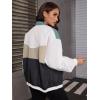 imageSweatyRocks Womens Zip Up Color Block Lightweight Jacket Patchwork Sport Windbreaker Jacket Coat OuterwearCream Blue Beige