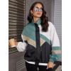 imageSweatyRocks Womens Zip Up Color Block Lightweight Jacket Patchwork Sport Windbreaker Jacket Coat OuterwearCream Blue Beige