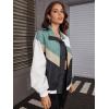 imageSweatyRocks Womens Zip Up Color Block Lightweight Jacket Patchwork Sport Windbreaker Jacket Coat OuterwearCream Blue Beige