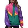 imageSweatyRocks Womens Zip Up Color Block Lightweight Jacket Patchwork Sport Windbreaker Jacket Coat OuterwearDark Green