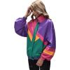 imageSweatyRocks Womens Zip Up Color Block Lightweight Jacket Patchwork Sport Windbreaker Jacket Coat OuterwearDark Green