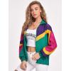 imageSweatyRocks Womens Zip Up Color Block Lightweight Jacket Patchwork Sport Windbreaker Jacket Coat OuterwearGreen and Pink