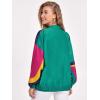 imageSweatyRocks Womens Zip Up Color Block Lightweight Jacket Patchwork Sport Windbreaker Jacket Coat OuterwearGreen and Pink