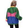 imageSweatyRocks Womens Zip Up Color Block Lightweight Jacket Patchwork Sport Windbreaker Jacket Coat OuterwearMint Blue