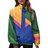 imageSweatyRocks Womens Zip Up Color Block Lightweight Jacket Patchwork Sport Windbreaker Jacket Coat OuterwearMint Blue