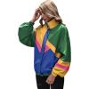 imageSweatyRocks Womens Zip Up Color Block Lightweight Jacket Patchwork Sport Windbreaker Jacket Coat OuterwearMint Blue