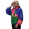 imageSweatyRocks Womens Zip Up Color Block Lightweight Jacket Patchwork Sport Windbreaker Jacket Coat OuterwearMulticolored