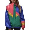 imageSweatyRocks Womens Zip Up Color Block Lightweight Jacket Patchwork Sport Windbreaker Jacket Coat OuterwearOlive Green