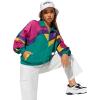 imageSweatyRocks Womens Zip Up Color Block Lightweight Jacket Patchwork Sport Windbreaker Jacket Coat OuterwearPink Green
