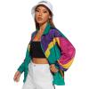 imageSweatyRocks Womens Zip Up Color Block Lightweight Jacket Patchwork Sport Windbreaker Jacket Coat OuterwearPink Green