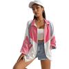 imageSweatyRocks Womens Zip Up Color Block Lightweight Jacket Patchwork Sport Windbreaker Jacket Coat OuterwearWhite Blue Pink