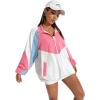 imageSweatyRocks Womens Zip Up Color Block Lightweight Jacket Patchwork Sport Windbreaker Jacket Coat OuterwearWhite Blue Pink