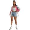 imageSweatyRocks Womens Zip Up Color Block Lightweight Jacket Patchwork Sport Windbreaker Jacket Coat OuterwearWhite Blue Pink