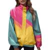imageSweatyRocks Womens Zip Up Color Block Lightweight Jacket Patchwork Sport Windbreaker Jacket Coat OuterwearYellow
