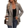 imageSweatyRocks Womens Casual Lapel Blazer Jacket Plaid Double Breasted Gingham Suit CoatApricot