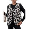 imageSweatyRocks Womens Casual V Neck Vest Top Button Down Sleeveless Leopard Print Jackets Work Office WaistcoatOffwhite and Black