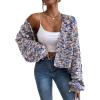 imageSweatyRocks Womens Color Block Long Sleeve Open Front Cardigan Sweater Knit Crop TopBlue White Brown