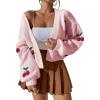 imageSweatyRocks Womens Color Block Long Sleeve Open Front Cardigan Sweater Knit Crop TopLight Pink