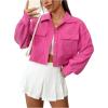 imageSweatyRocks Womens Flap Pocket Drop Shoulder Crop Tops Button Front Collar Casual JacketHot Pink