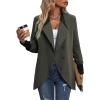 imageSweatyRocks Womens Lapel Collar Button Down Long Sleeve Jackets Single Breasted Asymmetrical Wrap Hem Coat OuterwearGrey
