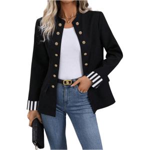 imageSweatyRocks Womens Casual Blazers Button Open Front Lightweight Work Office Suit Jackets BlazerBlack